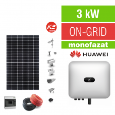 Kit complet sistem fotovoltaic ON-GRID, invertor 3 kW, monofazat